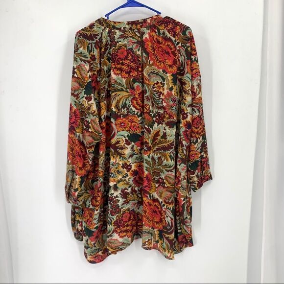 Esley Floral/Paisley Print Oversized Tunic Top w/Tassles size M - Picture 5 of 9